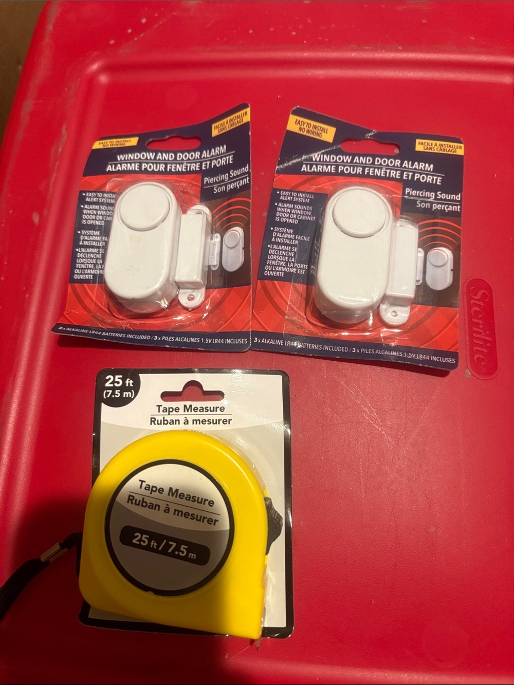 Window and Door Alarm (White) + Yellow 25 ft Tape Measure